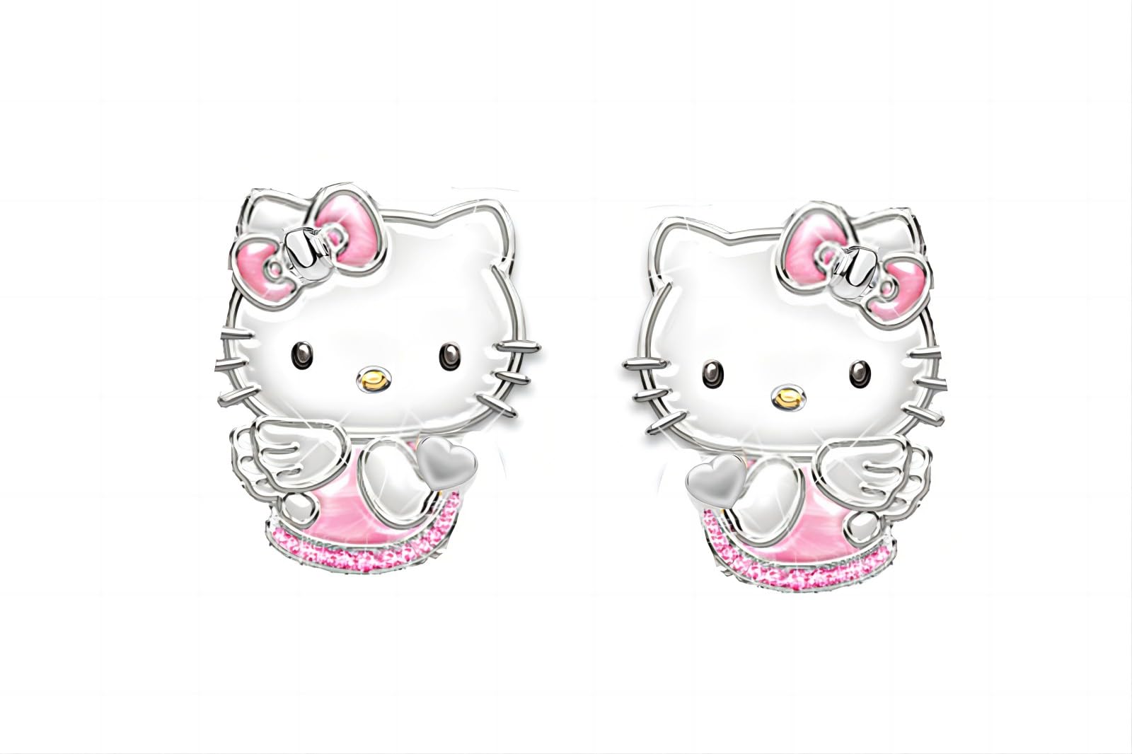 silver earrings for women, 925 Sterling Silver Hello Kitty Earrings, zirconia cute cat stud earrings For Women Girls kids, birthday Gift