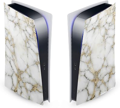Head Case Designs White and Gold Marble Vinyl Faceplate Sticker Gaming Skin Decal Cover Compatible With Sony PlayStation 5 PS5 Digital Edition Console