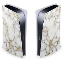 Head Case Designs White and Gold Marble Vinyl Faceplate Sticker Gaming Skin Decal Cover Compatible With Sony PlayStation 5 PS5 Digital Edition Console
