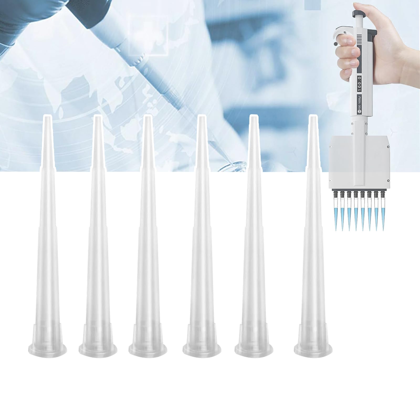 Pipette Tips (Universal/ 10ul-10ml), Lab Liquid Pipette Tips (100-1000 Pieces), Transparency (easy to Observe/use), Easy to Assemble/disassemble, for Home, Lab,10ul(1000pcs)