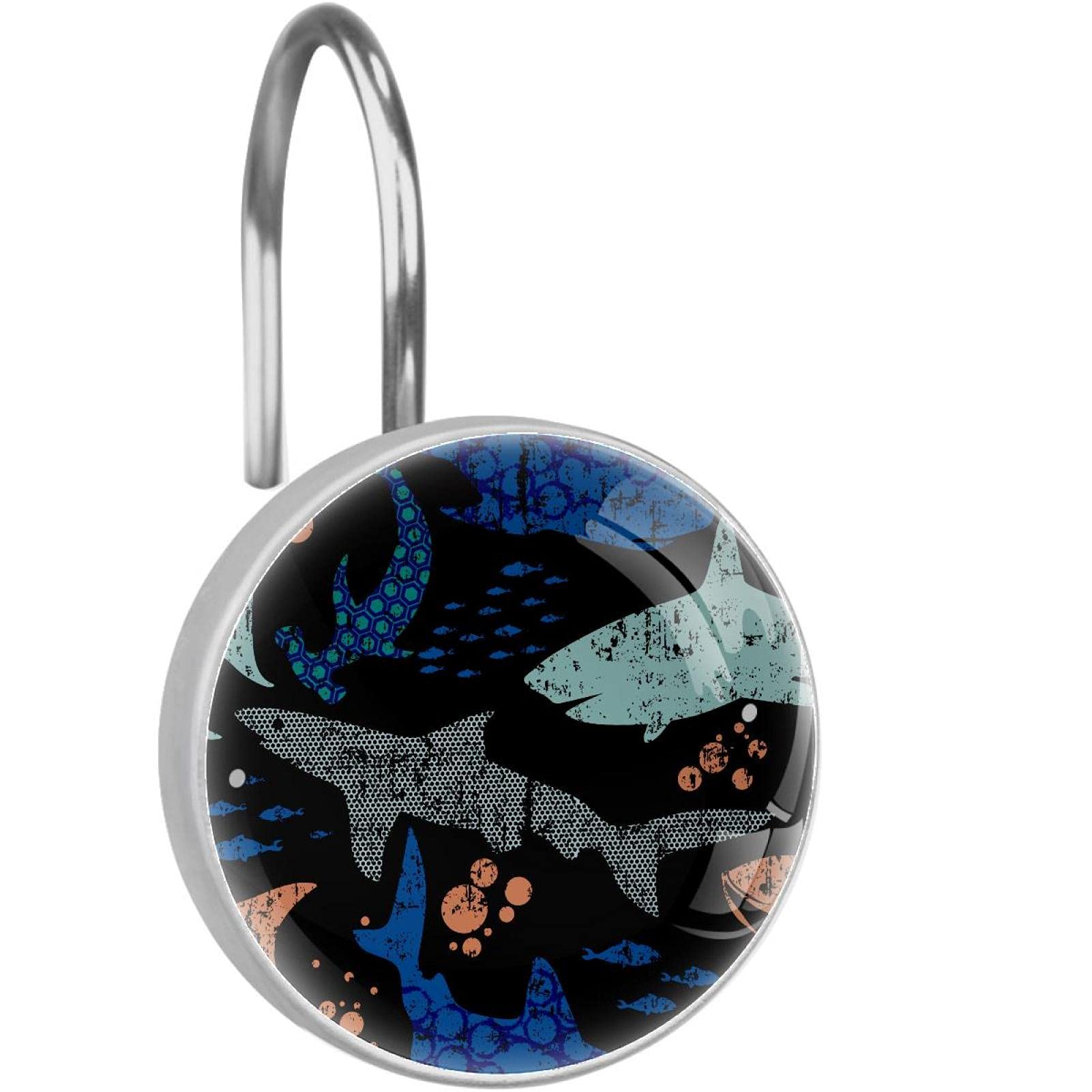 Crochets de rideau de douche requins anneaux de douche antirouille doublure tringle 12