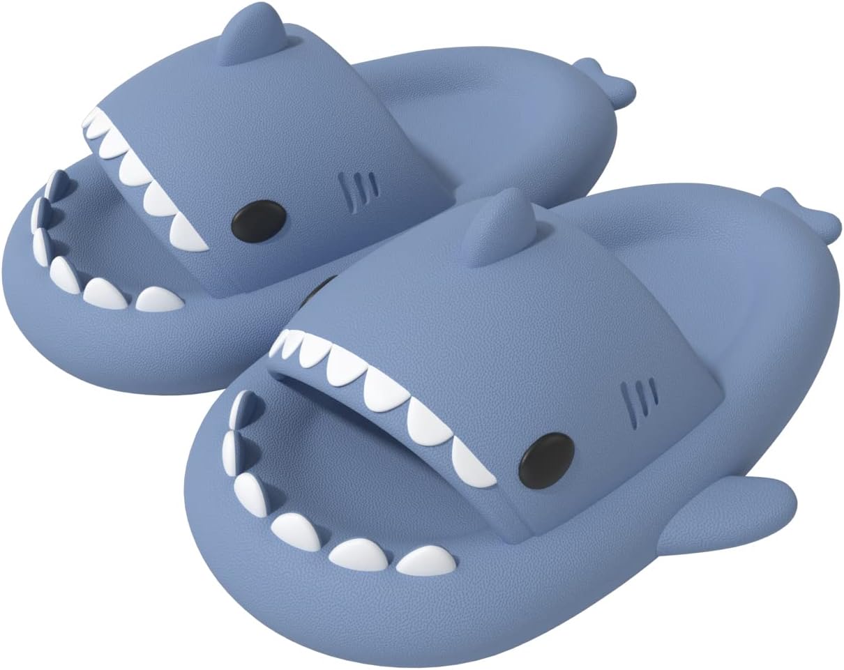 Boys Girl Cloud Shark Slides Non-Slip Novelty Open Toe Sandals Extremely Comfy Cushioned Thick Sole Cute Cartoon Shower Slippers Indoor & Outdoor