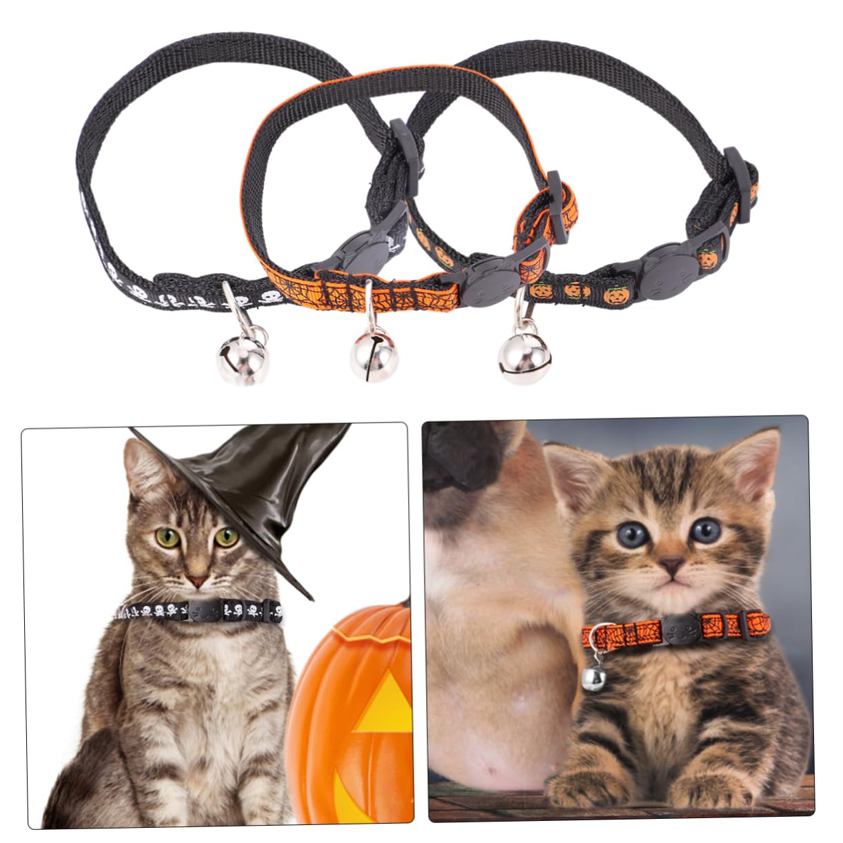 BESPORTBLE 9pezzi Collare Per Gatti Halloween Regolabile Con Campanellino Da Pumpkin Skull Spider Web Accessorio Festivo Per Feste Di Halloween Degli Animali Domestici