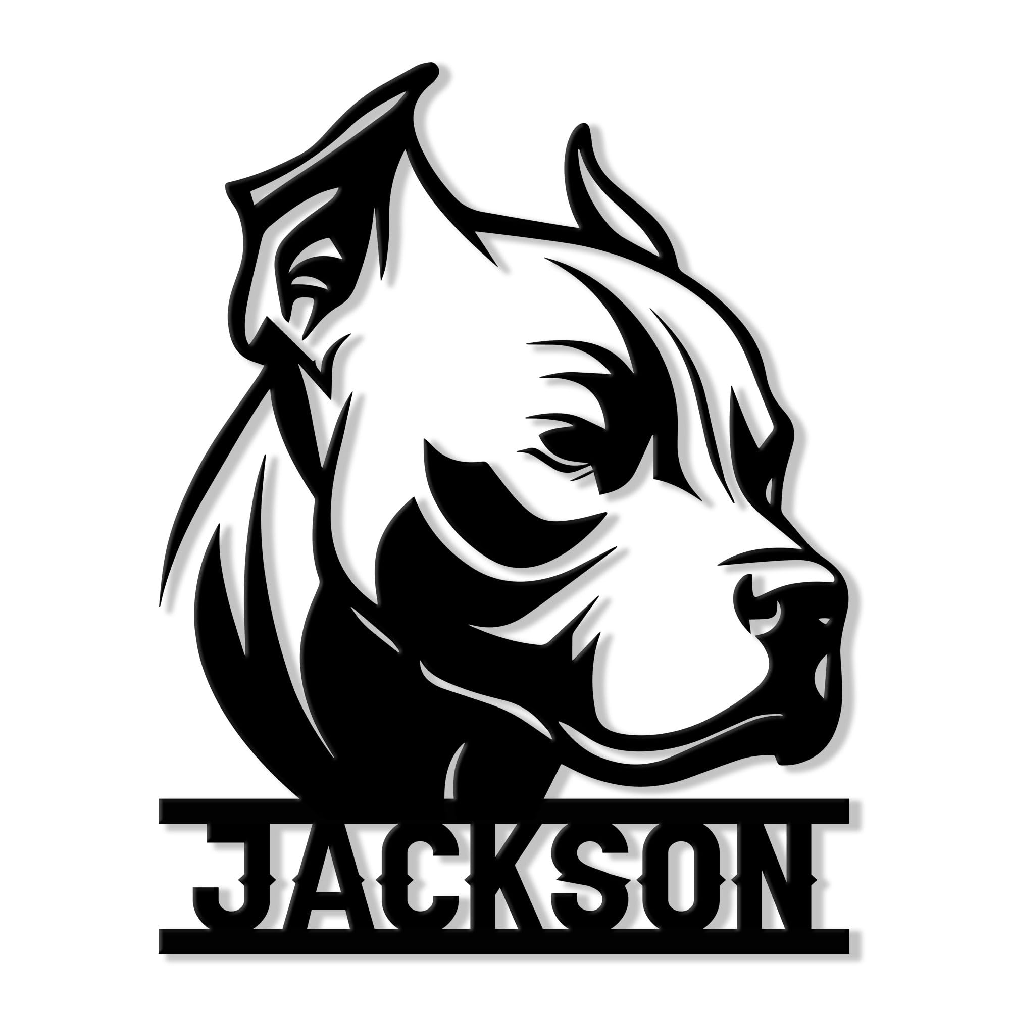 Personalized Pitbull Dog Metal Sign, Pit Bull Dog Hanging Sign Outdoor Porch Welcome, Custom Name Wall Fence Yard Patio Home Office Decor Gifts