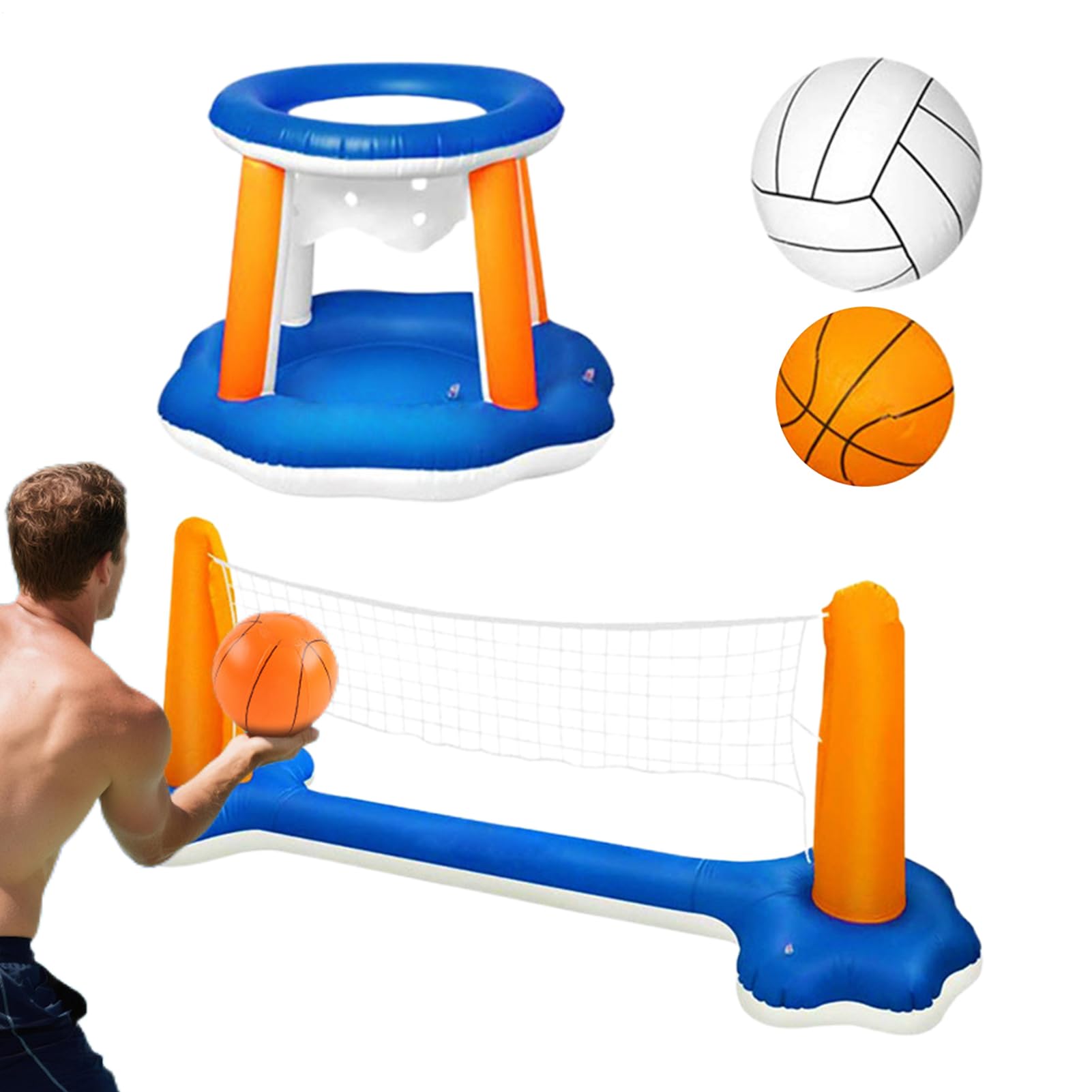 Ensemble de volleyball de piscine, jeu de jouets de jeu de baignade flottants, jouet à balle extérieure réglable, 28x28x9cm, filet réglable, facile à installer, parfait pour les adultes et la famille