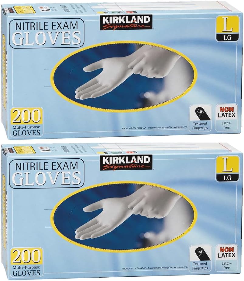Kirkland Signature Nitrile Exam Powder Free Exam Gloves Size Large 400 Count
