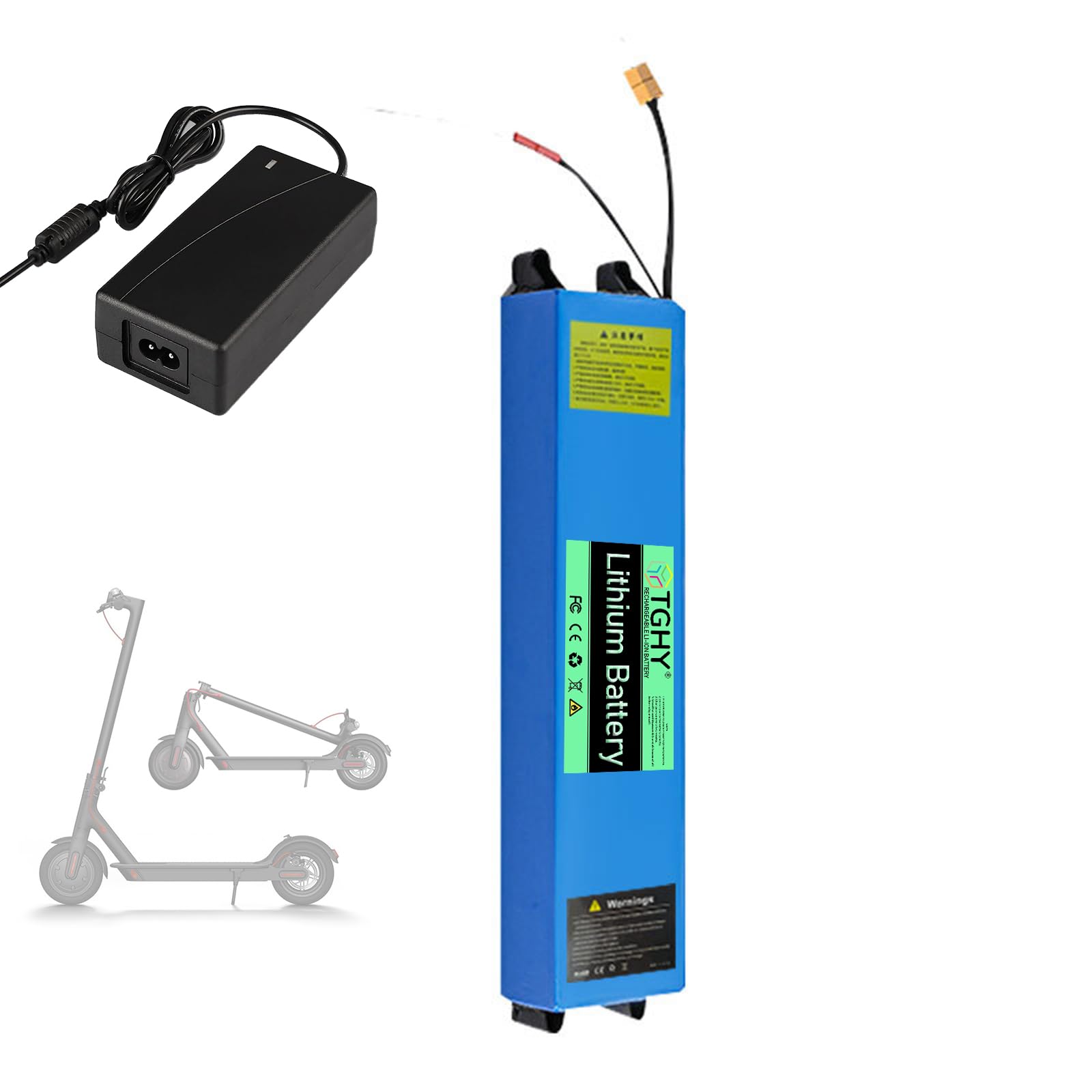 TGHY Batteria al Litio da 36 Volt per Monopattino Elettrico, 36V 7.8AH 9AH 10.5AH, Rimovibile e Pieghevole, per Motori di Skateboard da 0-350W, con Caricabatterie Incluso.,36v9ah