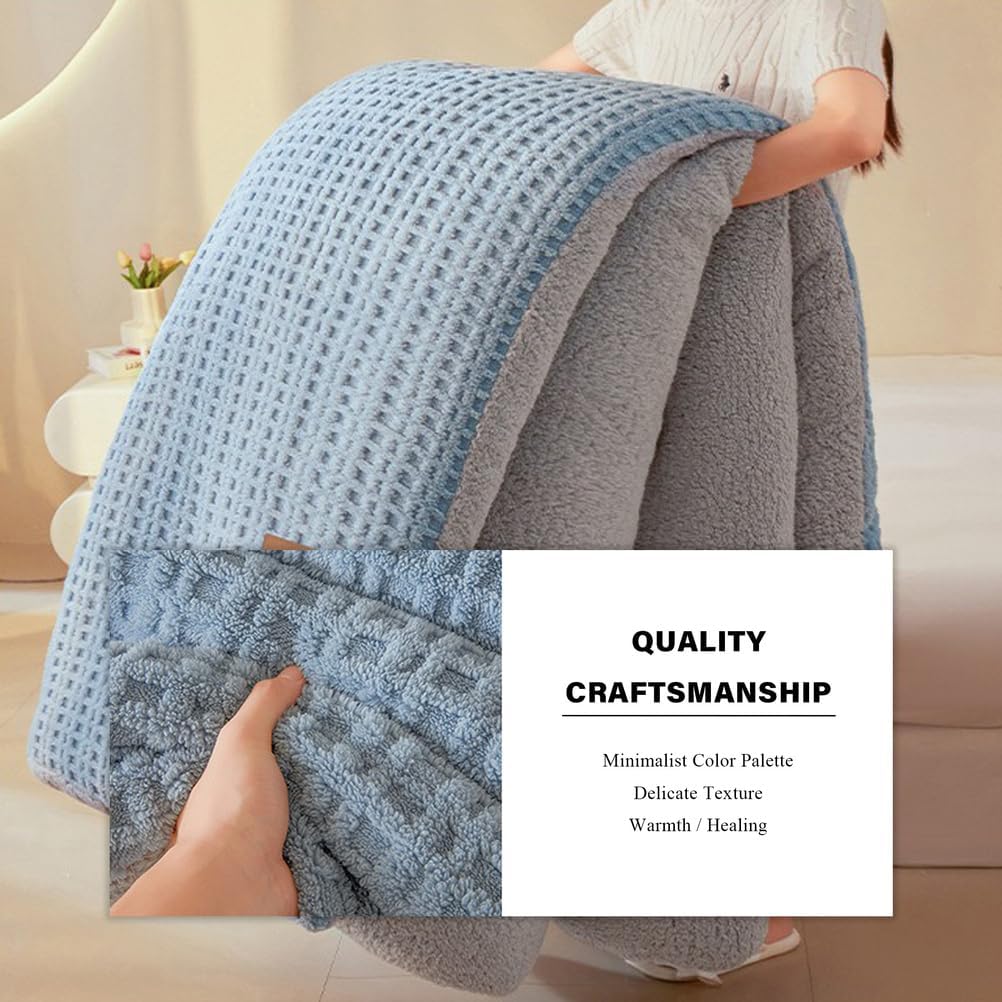 Thickened Winter Comforter Full/Queen/King Size, Double-Sided Warm Fleece Fabric Fluffy Comforters with Microfiber-Filled, Big Heavy Soft Bedding for Home, Apt, Dorm,Pink,71x87in/6.6lb