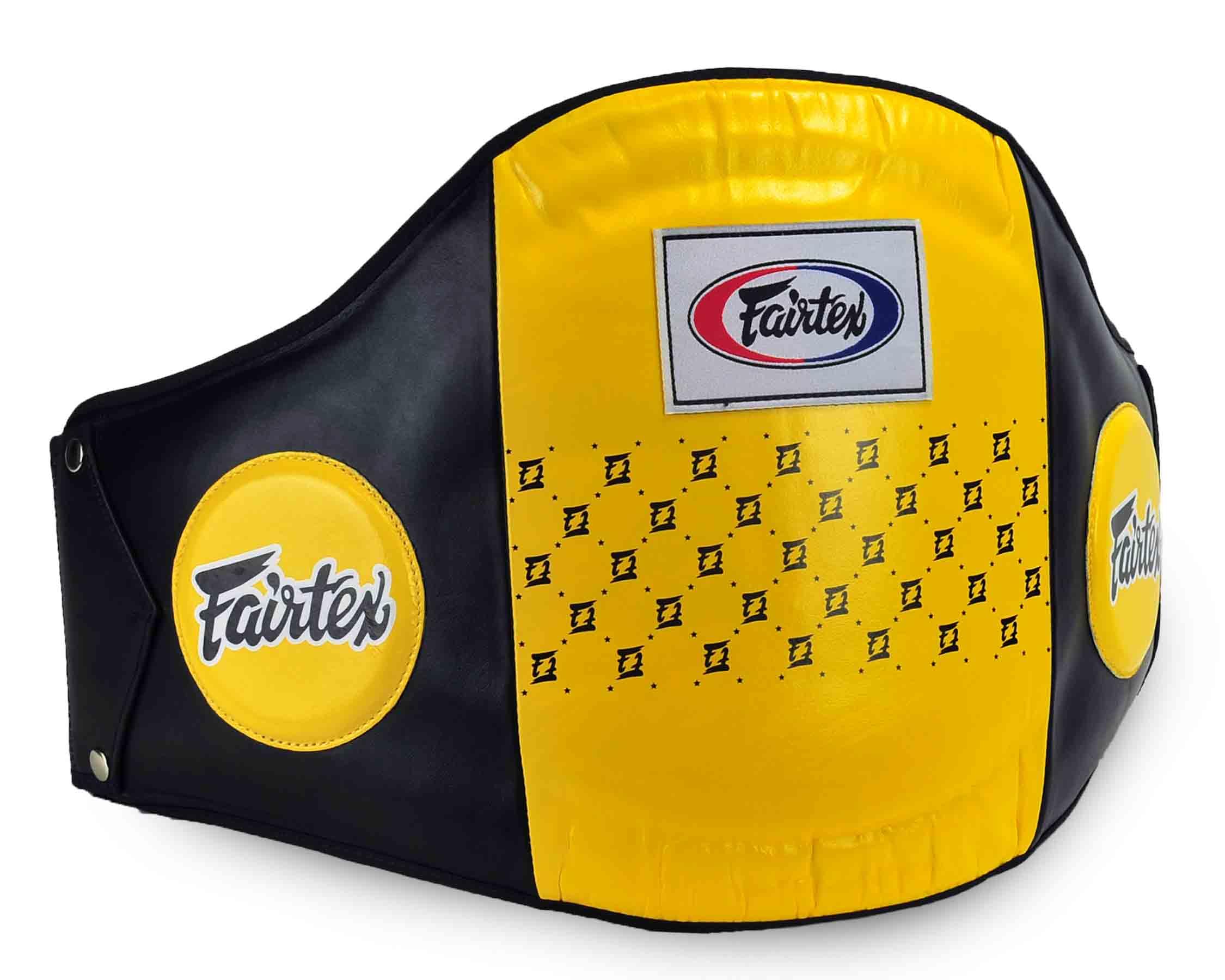 Fairtex Paradenti in pelle, giallo-nero, attrezzatura da allenamento per arti marziali