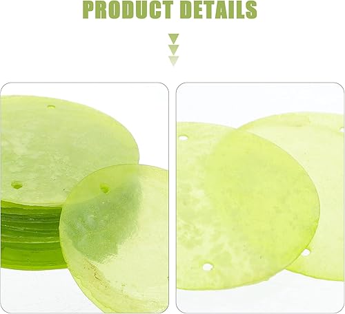 Miniatura 7 de Sewroro 100 unidades de conchas redondas de Capiz de mar, conchas de Capiz, conchas de viento planas de mejillón, moneda con agujeros dobles para