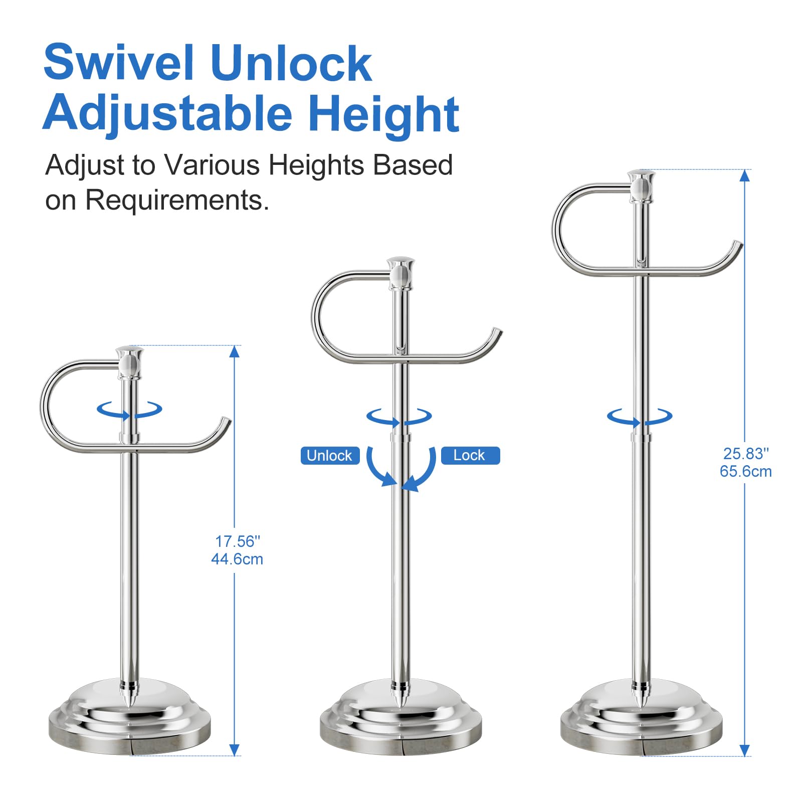 RUMOSE Toilet Paper Holder Stand for Floor Free Standing, Chrome — Amazon image 2