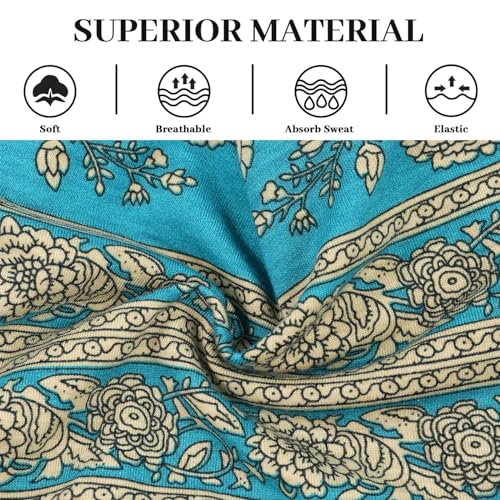 Image of Awumbuk Wide Headbands for Women Knotted No Slip Head Bands Soft Turban Headband Hair Accessories Boho African Solid Color Head Wraps for Women Yoga Workout (Blue)