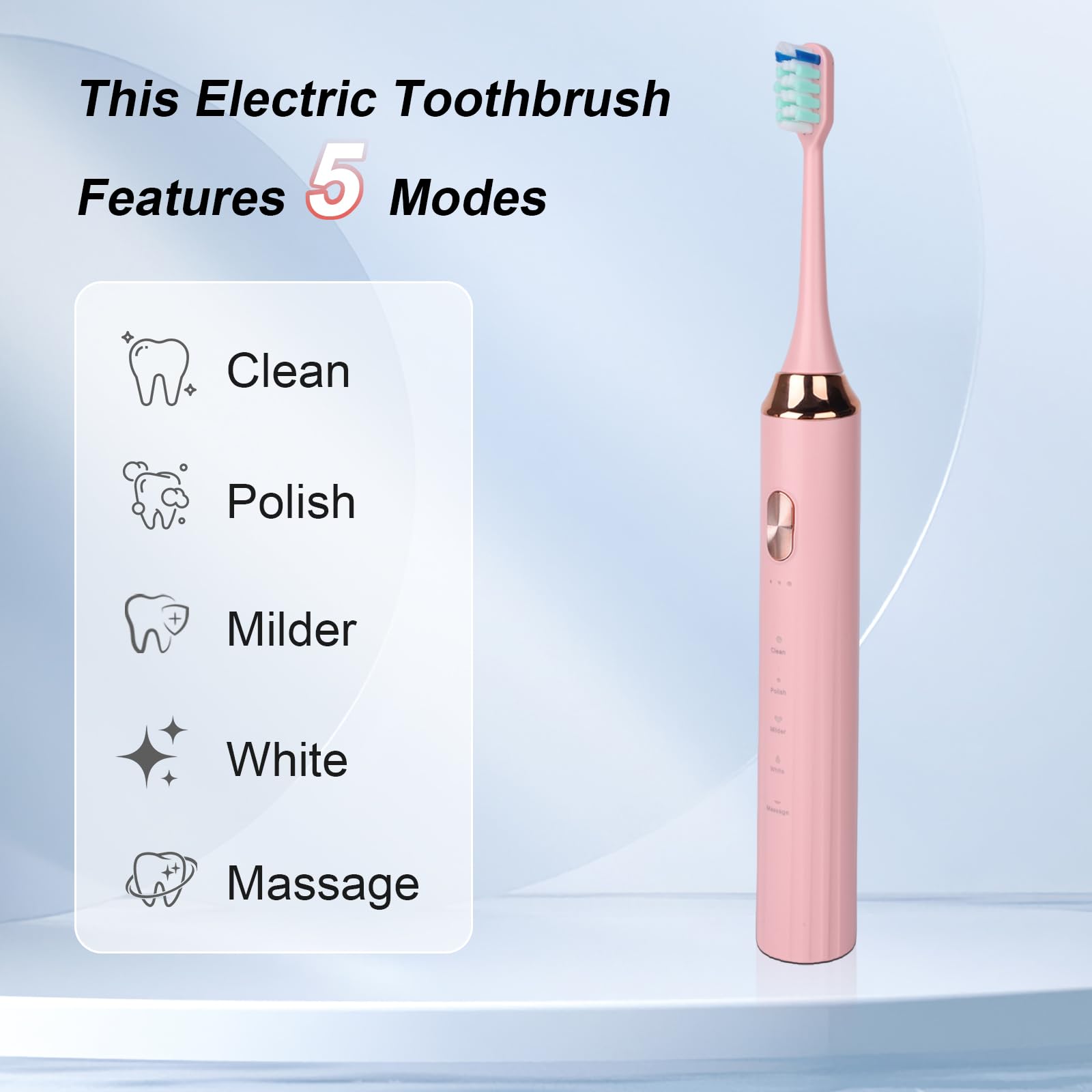 Sonic - Paquete de 6 cepillos de dientes eléctricos para adultos y niños, incluye 18 cabezales de cepillo de dientes de repuesto, 5 modos con temporizador inteligente de 2 minutos