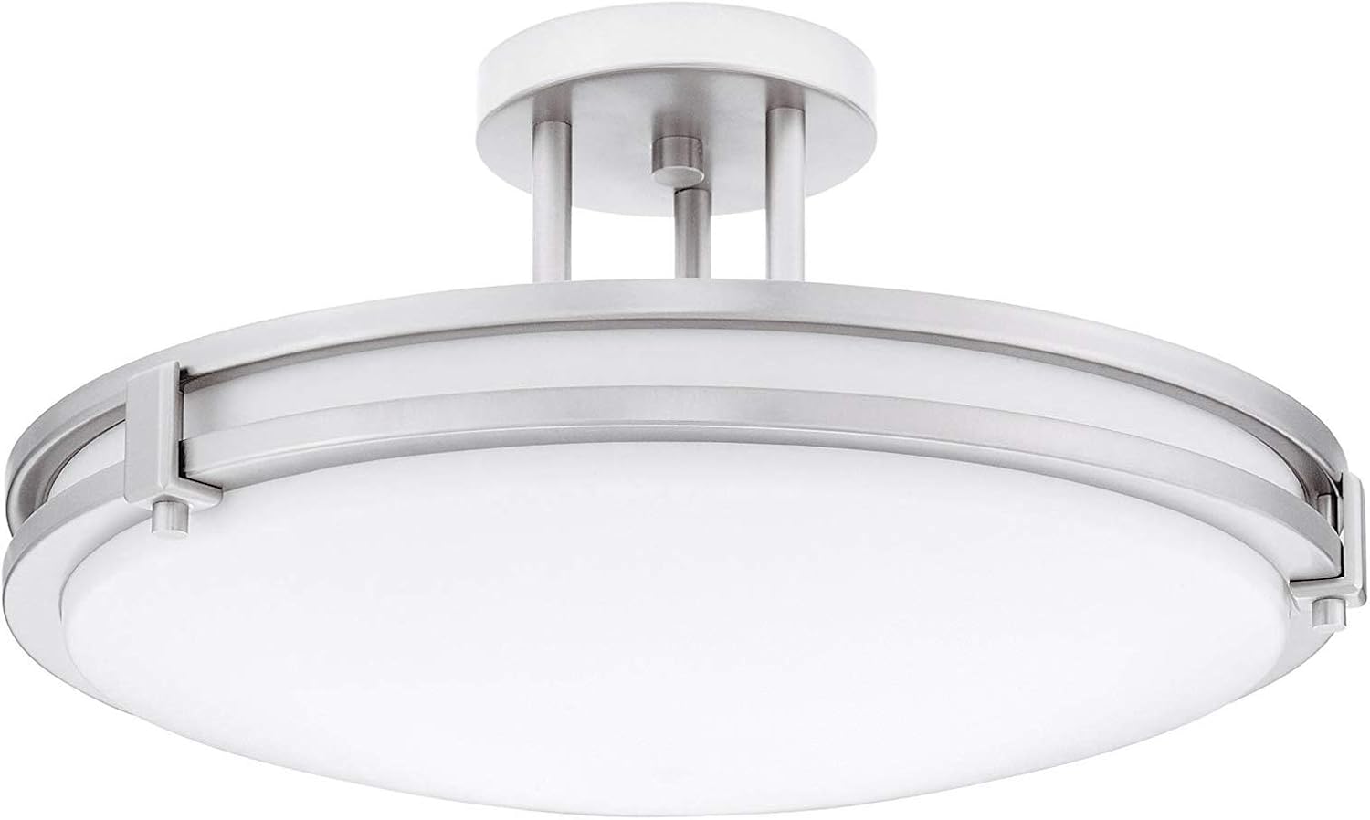 Limited Stock Brushed Nickel Round 2-Light Ceiling Light Fixture - Semi Flush - 23 Watt (200 Watt Equivalent) (16 Inch) Promo Discount Up To 70% Off Brushed Nickel Round 2-Light Ceiling Light Fixture - Semi Flush - 23 Watt (200 Watt Equivalent) (16 Inch)