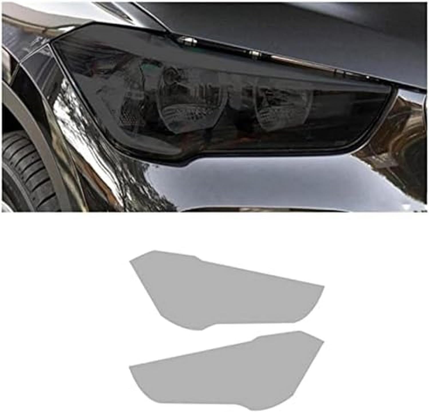 SamLng Car Front Light Film for BMW X1 2016-2021 Car Headlight Protective Film Front Light Transparent Blackened TPU Sticker Car Accessories Car Headlight Protective Film