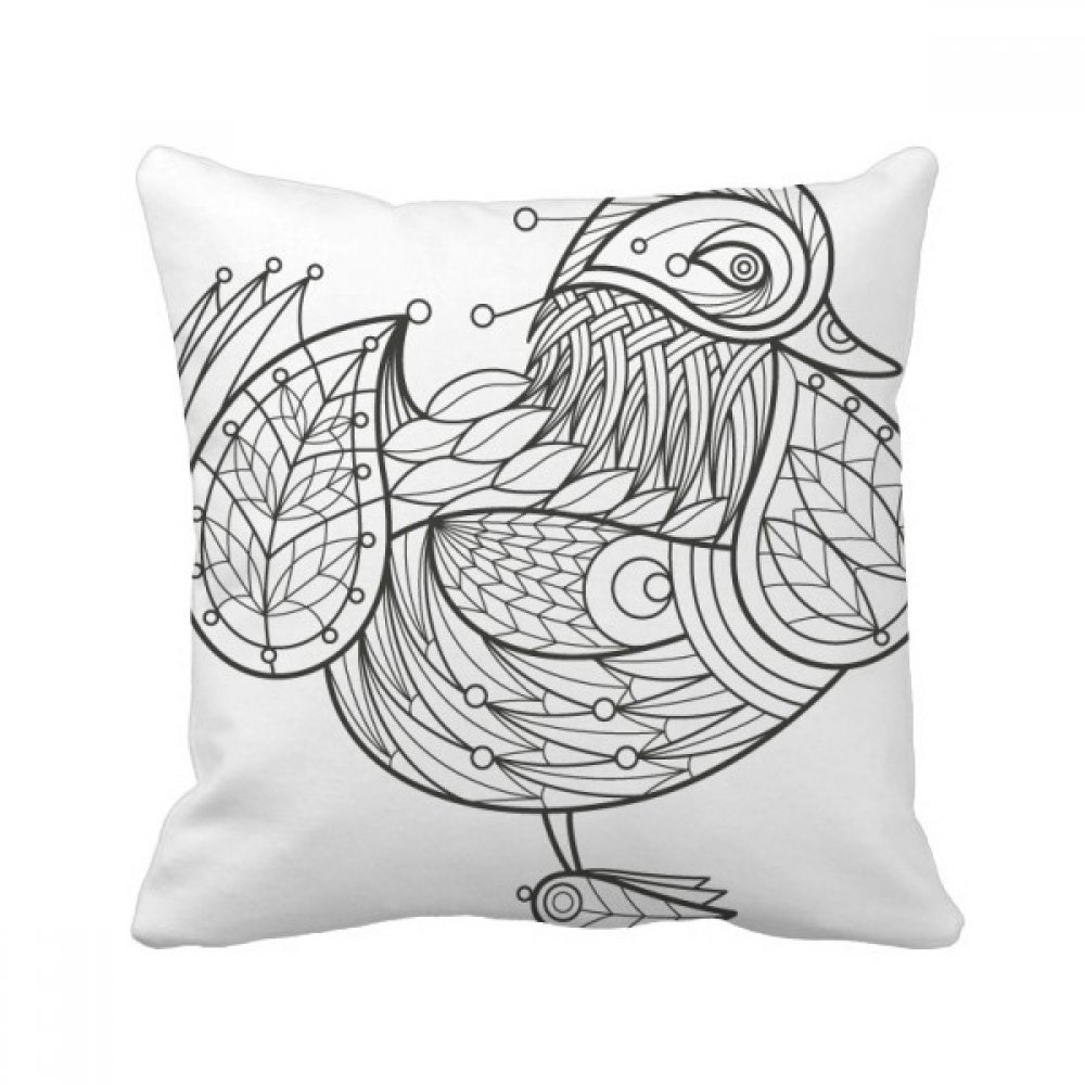 Oiseau peinture coussin cadeau original 40x40cm multicolore pour pendaison de crémaillère