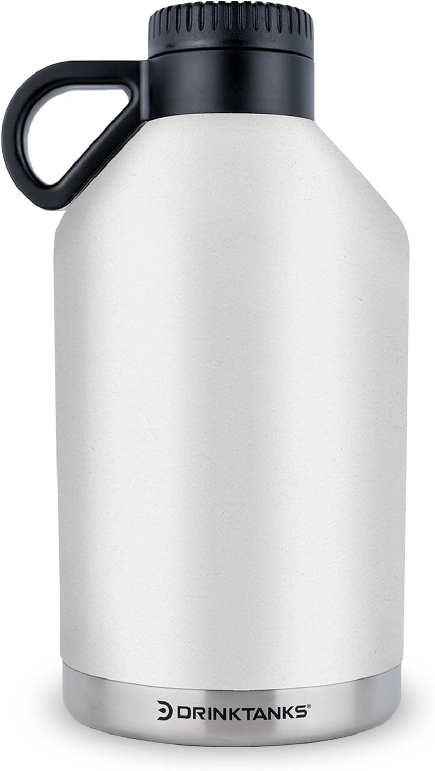 DrinkTanks Session Growler – 64 oz Vacuum Insulated Stainless Steel Beer Growler with Handle, Leakproof Double-Wall Travel Tumbler for Beer, Wine, Coffee, Soda – Durable & Reusable – Crimson