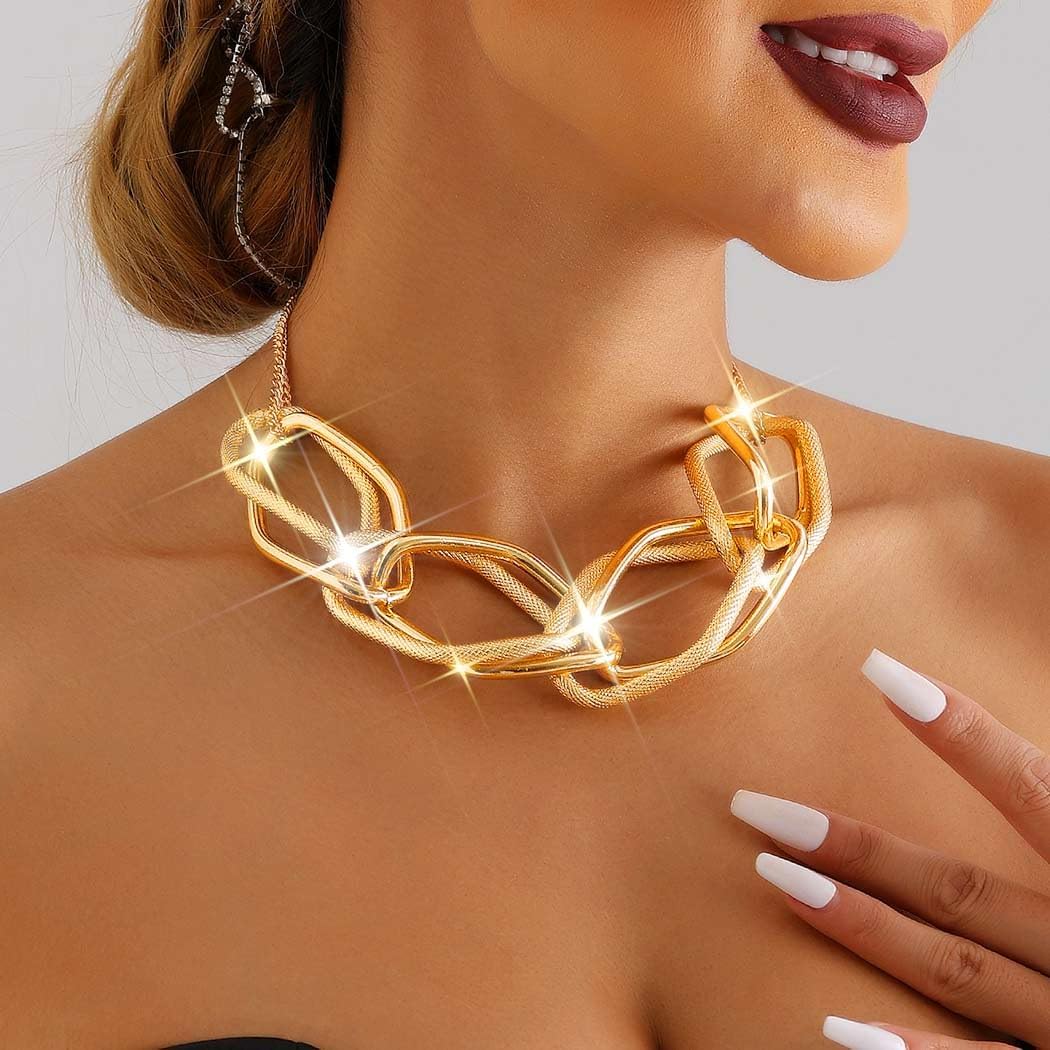 Chunky Gold Necklace Statement Necklace Fashion Collar Chain for Women - Image 5