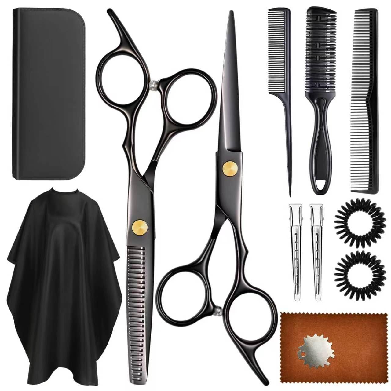 13 Piece Hair Cutting Scissors Set with Thinning Shears for Home and Salon
