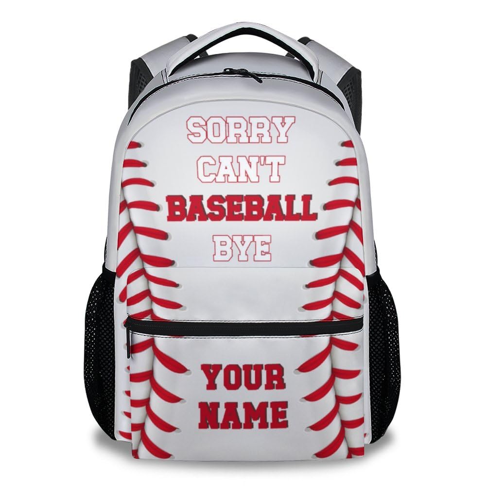 Custom School Backpack - 17 Inches Cool Personalized Baseball Backpacks for Girls 8-10 Years - Grey Durable Bookbag for Middle School