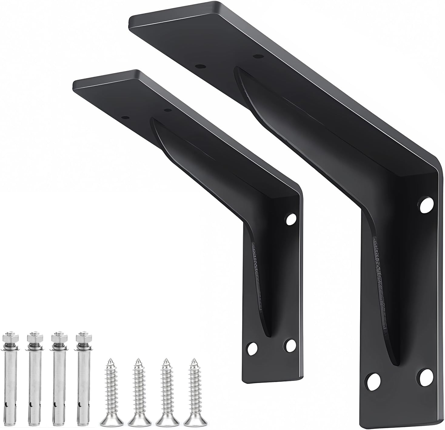 TIDOM Shelf Bracket, 12" Heavy Duty Shelf Brackets(1/5" Thick), 660LBS Load Capacity Black Metal Shelves Brackets, L Industrial Steel Countertop Support for DIY Floating Shelves, Pack of 2 (12 inch)
