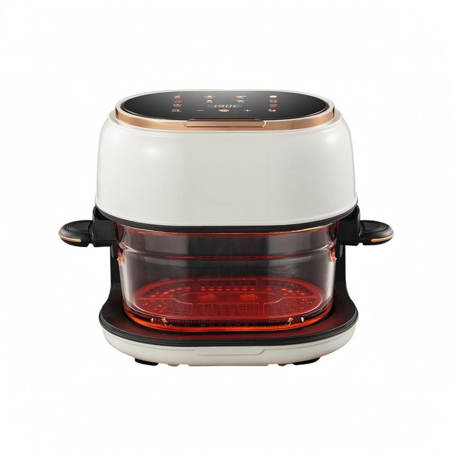 Large Transparent Air Fryer Oil Air Fryer Adjustable Te | Large Transparent Air Fryer Oil Adjustable Temperature for Visible Window Cooking White ABS Borosilicate Glass 4L-image-43