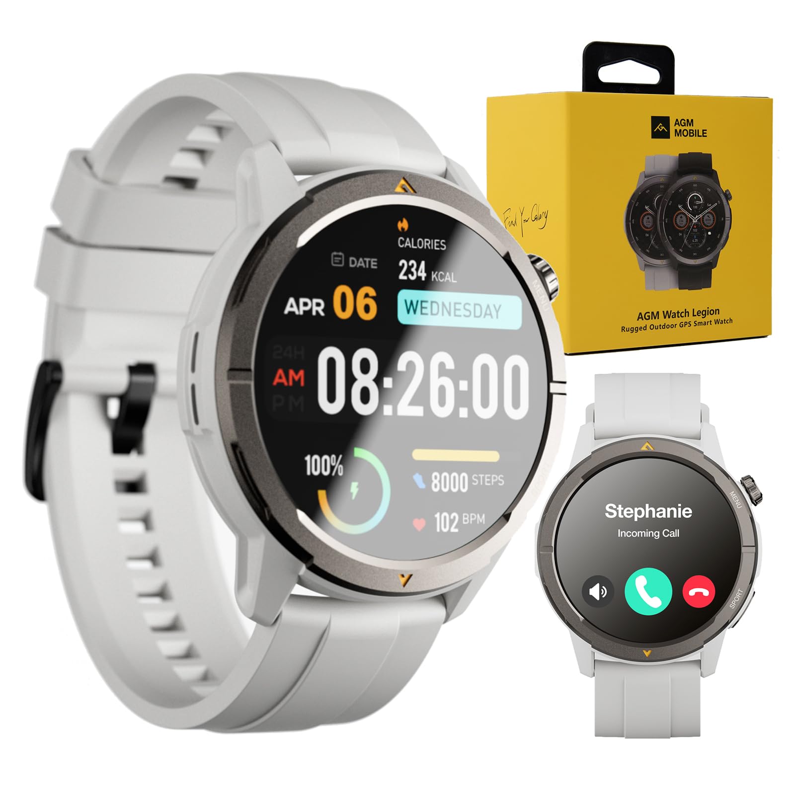 AGM Legion Reloj Inteligente,GPS Integrado, 1.43" AMOLED Display, 5ATM Impermeable, Resistente Smartwatch,Llamadas Bluetooth
