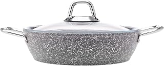 Karaca Biogranite Casserole with Lid, Cookware, Efficient Heat Distribution, Durable, Handles, Time and Energy Savings - 26cm - Grey