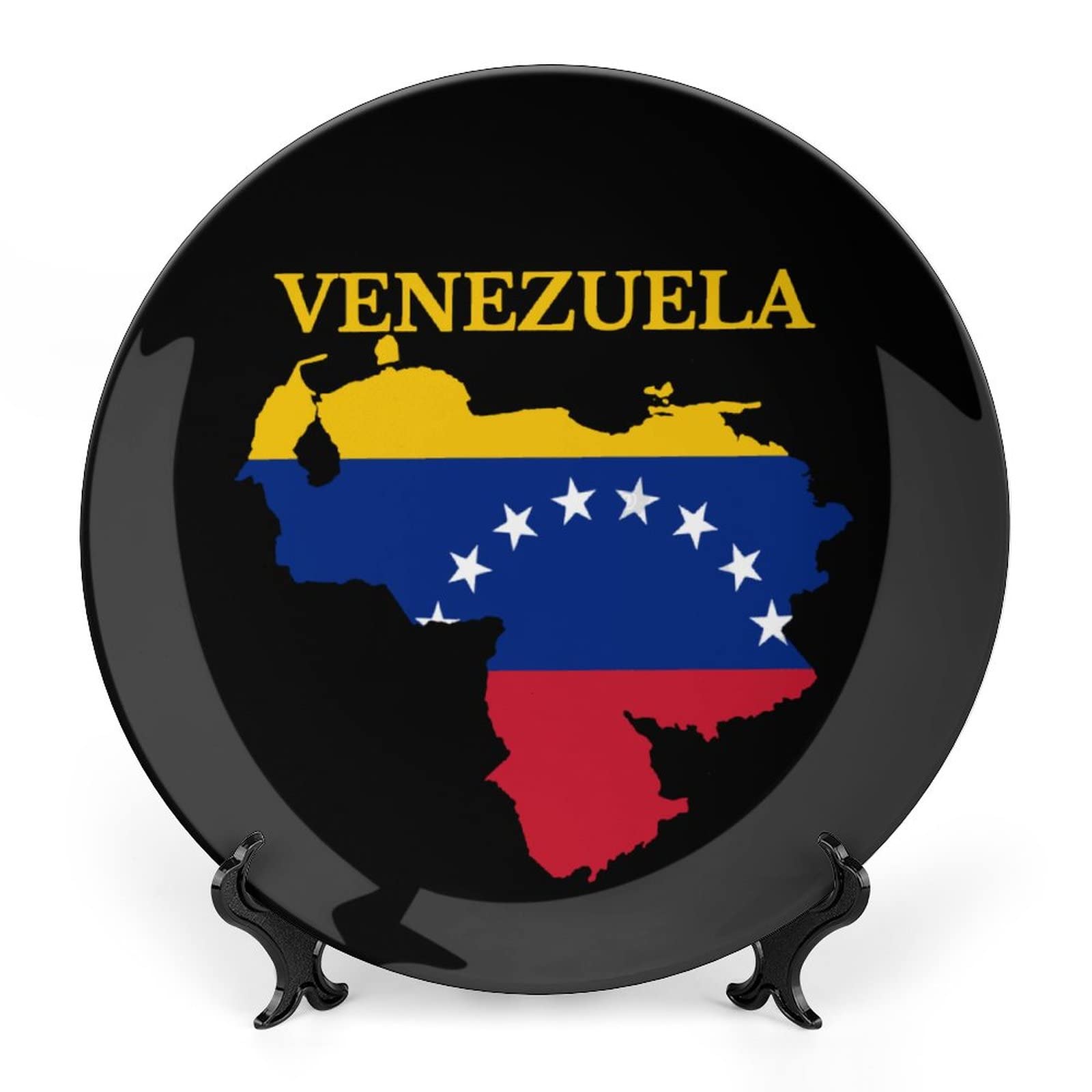 Venezuela Map FlagCustom Photo Bone China Decorative Dish Ceramic Crafts with Display Stand 10inch