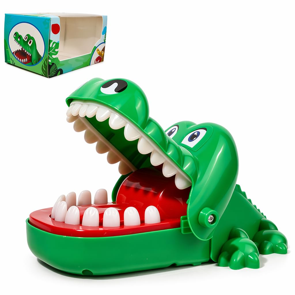 RJFUJP Crocodile Dentist Game, Interactive Crocodile Toy for Family Fun, Educational Play Activity for Young Users, Complete Set with Storage Box