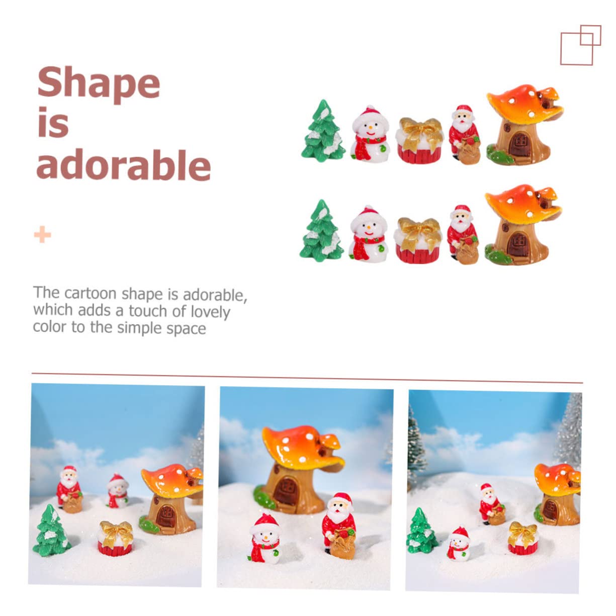 PRETYZOOM 5 Set Di Miniature Di Babbo Natale Decorazioni Natalizie in Resina Mini Ornamenti Natalizi Paesaggio 10 Pezzi * 5