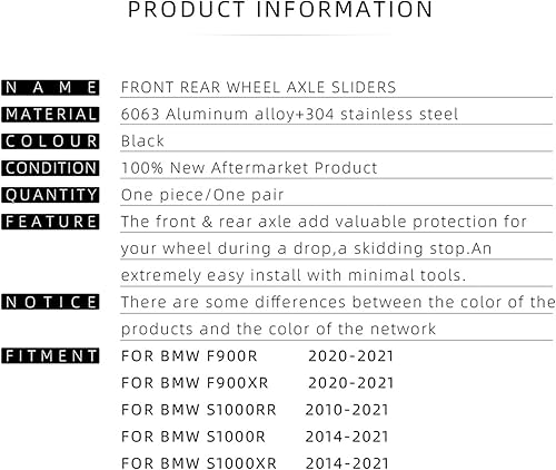 Miniatura 2 de Para BMW F900R F900XR 2020-2021 motocicleta eje delantero y trasero Horquilla Crash Sliders Protector de rueda Deslizadores de marco anticaídas