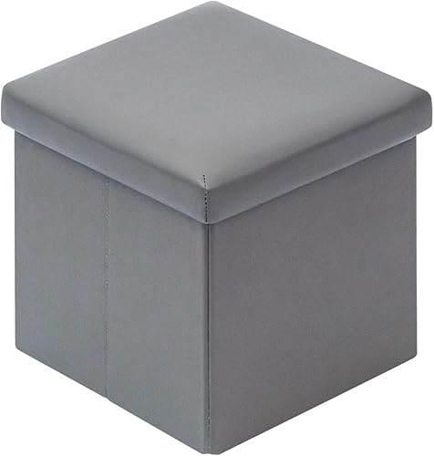Miniatura 15 de B FSOBEIIALEO Cubo otomano de almacenamiento, asiento de pie pequeño de lino, para sala de estar, dormitorio, oficina en casa, reposapiés de Azul