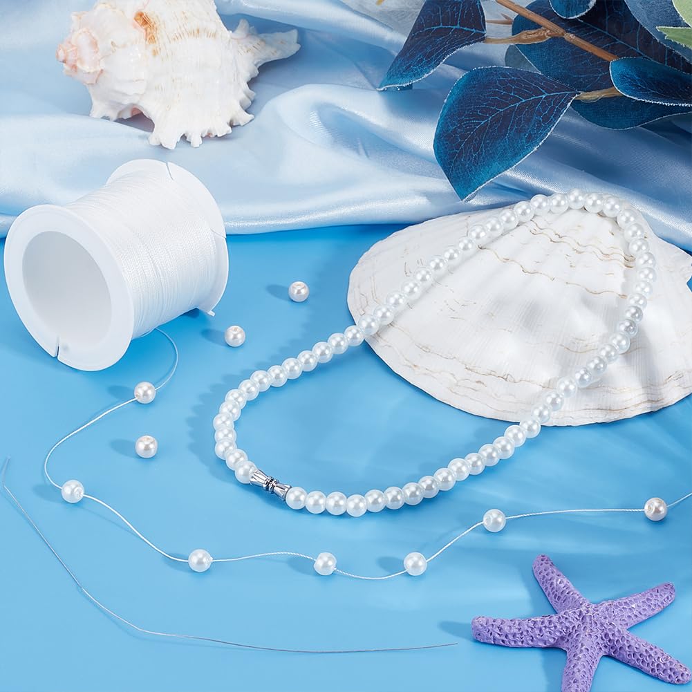 PH PandaHall Corda Per Braccialetti In Nylon 200m 0.2mm - Filo Per Perline Con Custodia Organizzatrice, Bianco