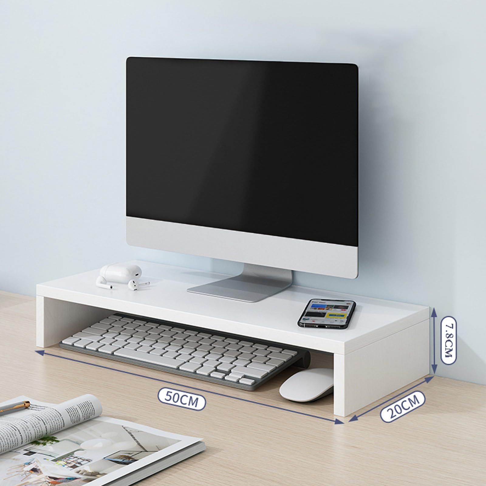 Supporto Monitor in Legno - Rialzo Ergonomico da Scrivania per PC Portatile, per Casa o Ufficio