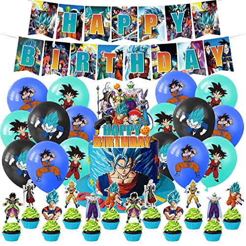 Dragon Ball Globos Cumpleaños, kit Decoración de Cumpleaños Dragon Ball 32 pcs, Feliz Cumpleaños...
