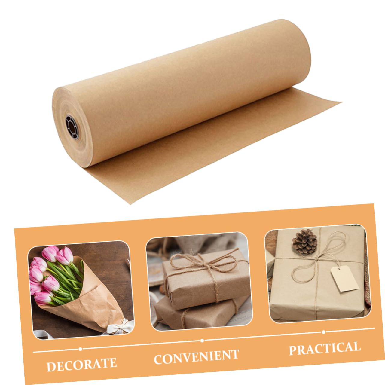 Kraftpapier Rollen Geschenkpapier 2 Rollen für Geburtstagsgeschenke