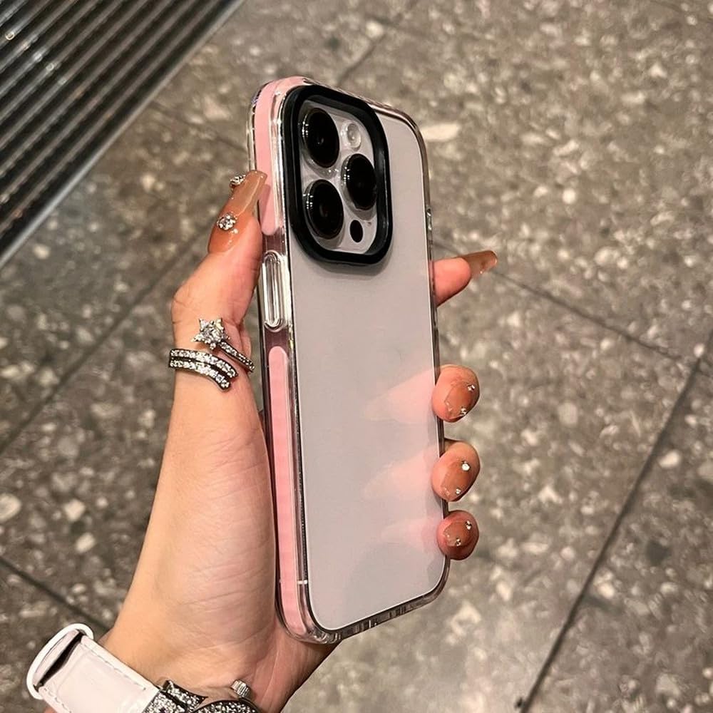 Coque de luxe iPhone 15 rose transparent antichoc - 5