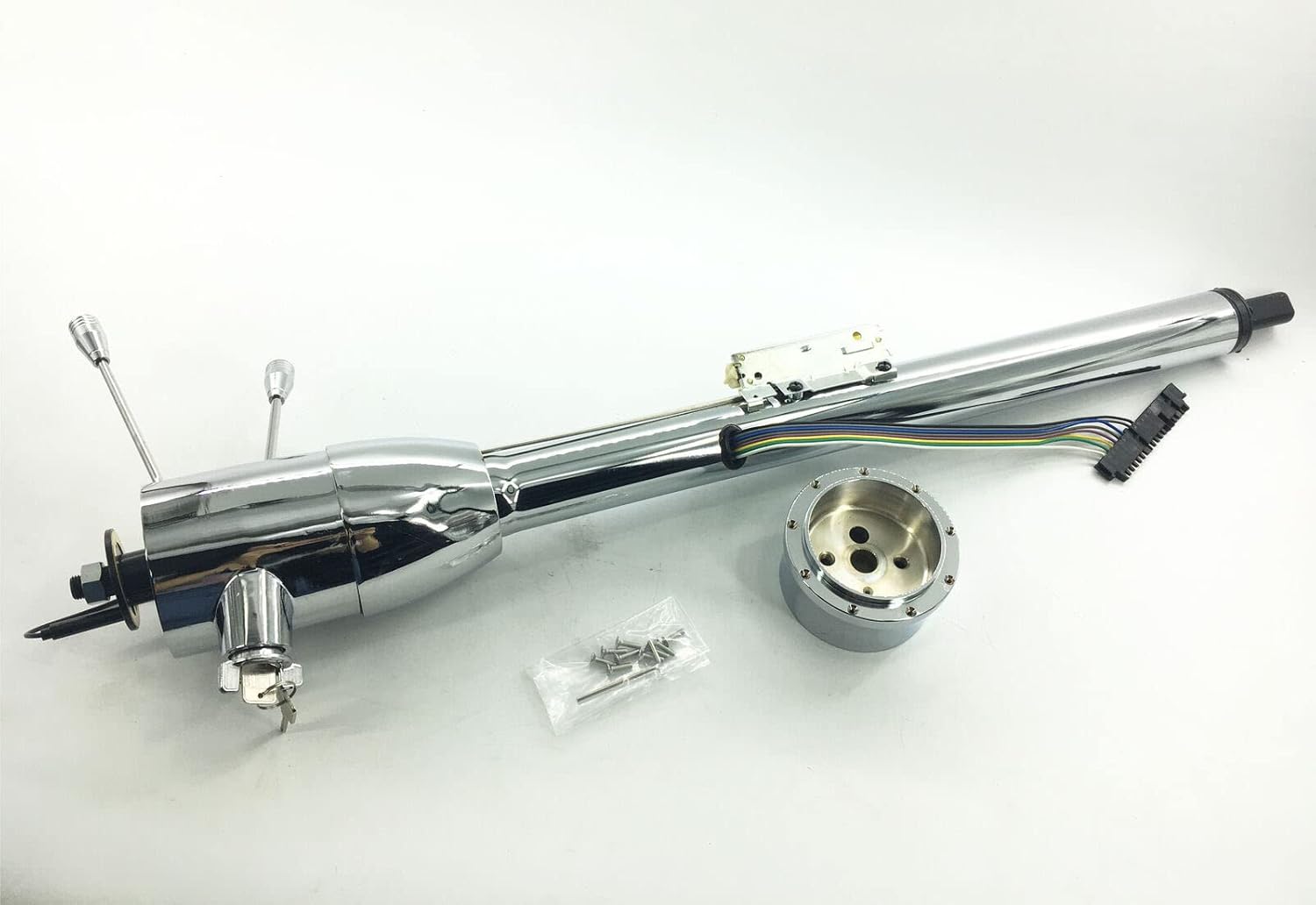 ND 32'' Floor Shift Tilt Steering Column W/Ignition Keys & Steering Wheel Adapter (DM-8513C)