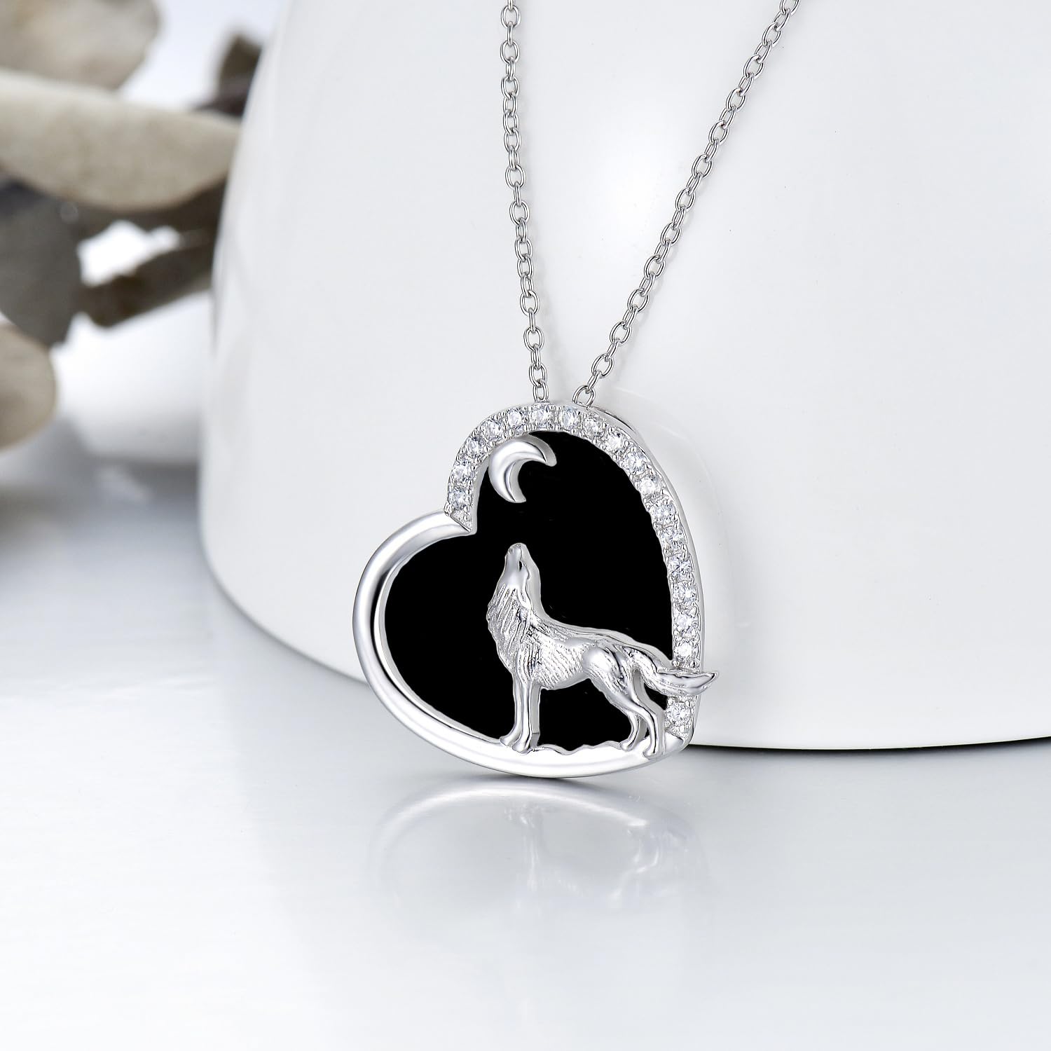 ROMANTICWORK Collier Loup en Argent Sterling Collier Pendentif Loup Cadeaux d'Anniversaire Bijoux de Loup pour Femme Fille