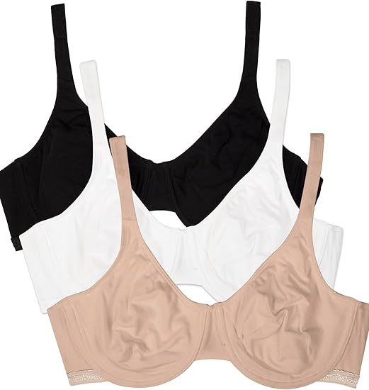 Fruit of the Loom Women's Multi-Pack Unlined Underwire Cotton Bra