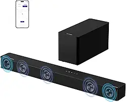 ULTIMEA Soundbar 5.1CH com subwoofer, Dolby Atmos, APP, BassMX, Barra de som surround 300 W para Smart TV, sistema de som surround para home theater para TV, BT 5.4, Poseidon M60 (modelo 2025)