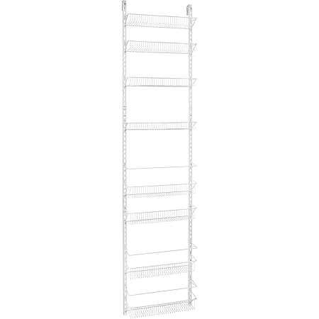 ClosetMaid Adjustable Organizer Rack with Baskets Wall or Over Door Mount, for Kitchen, Pantry, Utility Room, Closet, 18 in. W, White Finish, Inch