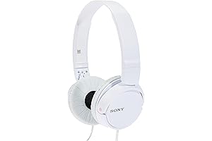 Sony MDR-ZX110 Wired On-Ear Headphones with Microphone, White