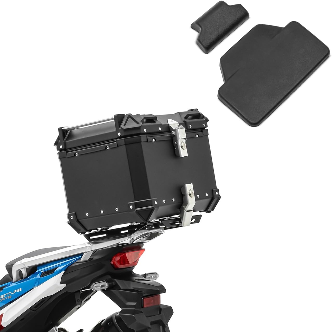 Set Motorcycle Aluminum Top Case 45L + Pillion Back Cushion Bagtecs XB45 Aluminum Top Case Black