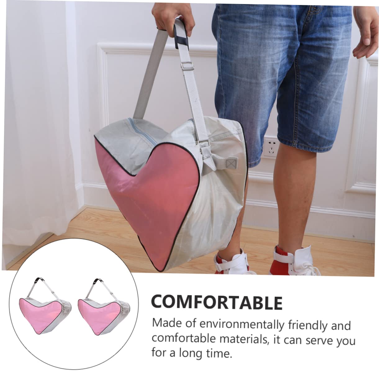 ibasenice Borsa Triangolare per Pattini, 2 Pezzi in Oxford Rosa | Roller Skates e Ice Skates, Design Portatile, Facile da Pulire, Formato Organizer