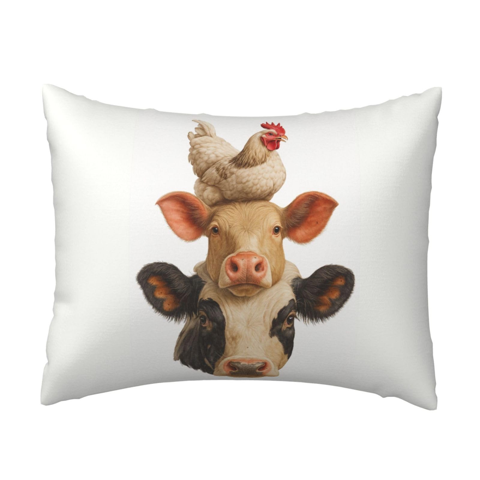 Funny Farm Animal Pillowcase Soft Plush with Zipper Decorative Pillowcovers 16x20 in