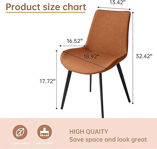 Miniatura 3 de Juego de 2 sillas de comedor, modernas sillas de cocina y comedor, asiento acolchado tapizado de piel sintética y patas de metal resistentes (2