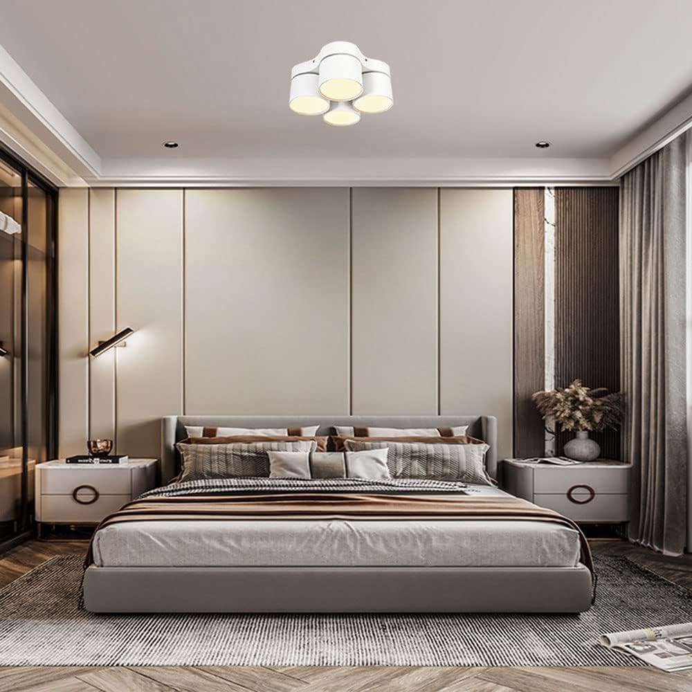 4-Light Ceiling Down Lamp Adjustable Surface Mounted Downlight Fixture, 220°+ 90° Rotation Ceiling Spotlight, Directional Downlights for Living Room Bedroom Hallway/White6000K