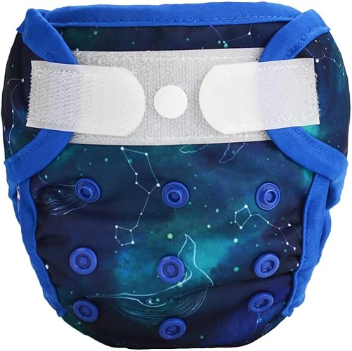 Miniatura 1 de Pañal de tela para bebé recién nacido con gancho y lazo (ballenas estrellas)